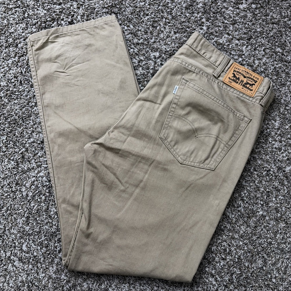 Levi's Mens 505 Straight Casual Pants Trousers W38 L34 Khaki Cotton